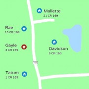 Map showing residences near the Gayle home